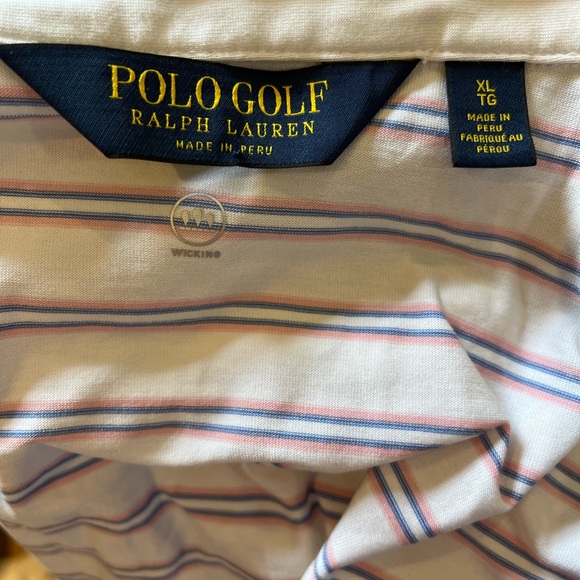 Polo Golf Ralph Lauren Short Sleeves Striped Polo Shirt Wicking Size XL - Picture 4 of 4